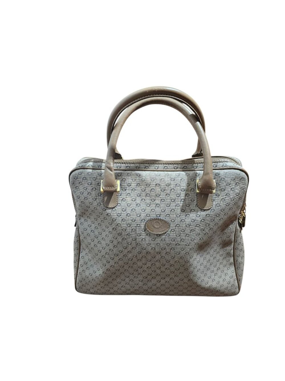 Vintage Flavi Vismano Italian Made Monogrammed Handbag With Leather Handles